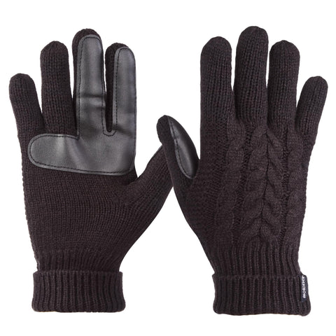 isotoner Women's Cable Knit Gloves with Touchscreen Palm Patches, Black, One Size isotoner