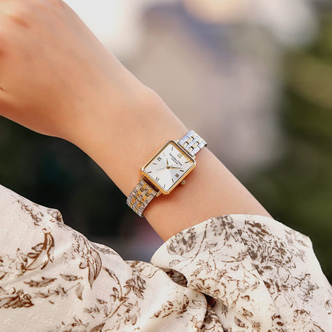 VICTORIA HYDE Women Watches Green Mother of Pearl Dial Ladies Wristwatches Genuine Leather Strap Classic Rectangular Case (Sliver) VICTORIA HYDE