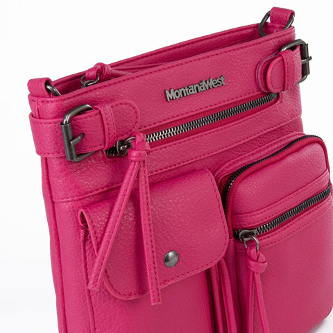 Montana West Crossbody Bag for Women Multi Pocket Leather Shoulder Purses and Handbags Pocketbooks for Travel,MWC-100AHPK Montana West