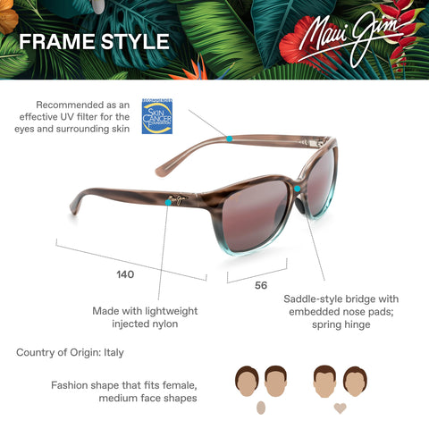 Maui Jim Women's Starfish Polarized Fashion Sunglasses, Sandstone with Blue/Maui Rose®, Medium Maui Jim