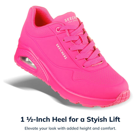 Skechers Women's Uno-Night Shades Sneaker Cooled Memory Foam, Skech-Air Midsole, Durabuck Upper, HOT Pink, 9