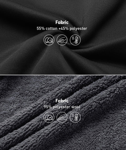 SCODI Hoodies for Men Heavyweight Fleece Sweatshirt - Full Zip Up Thick Sherpa Lined Hooded Jacket Black Grey L