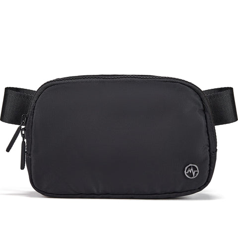 Pander Two Way Zipper Fanny Pack Nylon Everywhere Belt Bag for Women, Water Repellent Waist Packs, Crossbody Bags with Adjustable Strap (Black).