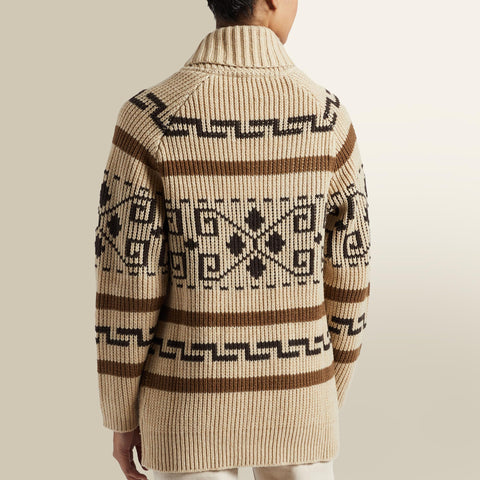 Pendleton Women’s Westerley, Cardigan Sweater, 100% Virgin Wool, Sweaters for Women, Heavy Cable Knitted Sweater - Tan/Brown