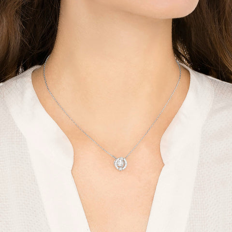 SWAROVSKI Women's Sparkling Dance Round Jewelry Collection, Rhodium Finish, Blue Crystals, Clear Crystals SWAROVSKI