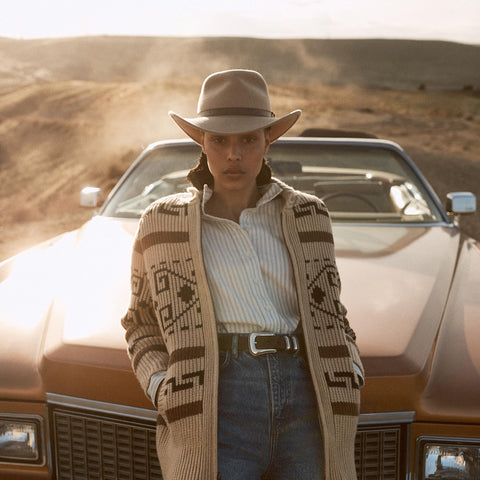 Pendleton Women’s Westerley, Cardigan Sweater, 100% Virgin Wool, Sweaters for Women, Heavy Cable Knitted Sweater - Tan/Brown