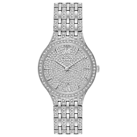 Bulova Ladies' Crystal Phantom Stainless Steel 2-Hand Quartz Watch, 440 Crystals and Pave Dial Style: 96L243 Bulova