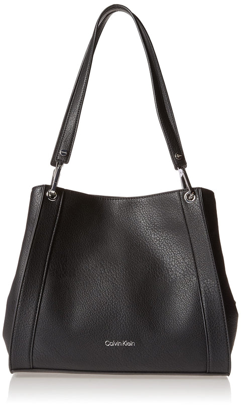 Calvin Klein Reyna Novelty Triple Compartment Shoulder Bag, Black/Silver Combo,One Size Calvin Klein