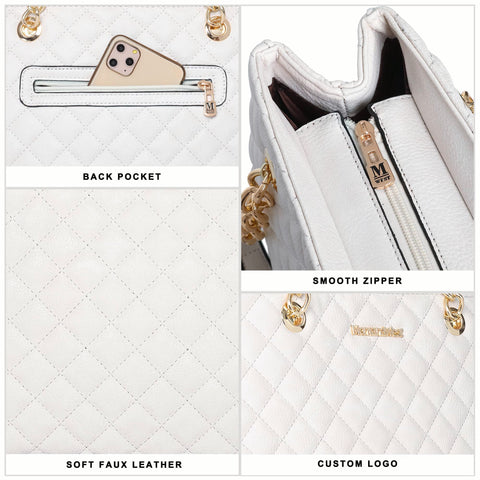 Montana West Tote Bag for Women Quilted Chain Handbags Shoulder Purse White Gift MWC-040BG Montana West