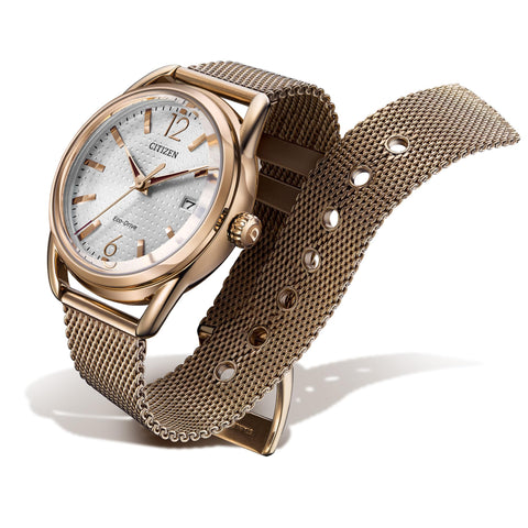 Citizen Women's Eco-Drive Dress Classic 3-Hand Date Watch in Rose Gold Stainless Steel, Silver Dial, 36mm (Model: FE6083-72A) Citizen