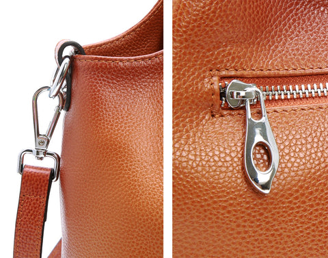 Iswee Women's Purses and Handbags Shoulder Bag Satchel Medium Size Leather Crossbody Bag Tote with Zipper Designer Handbags Hobo (Sorrel) Iswee