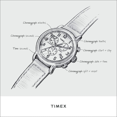 Timex Men's Weekender Chronograph 40mm Watch – Silver-Tone Case Cream Dial with Green Fabric Slip-Thru Strap Timex