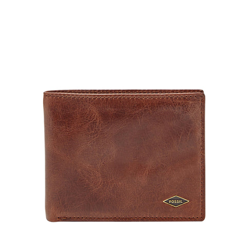 Fossil Men's Ryan Leather RFID-Blocking Bifold with Flip ID Wallet, Dark Brown, (Model: ML3729201) Fossil