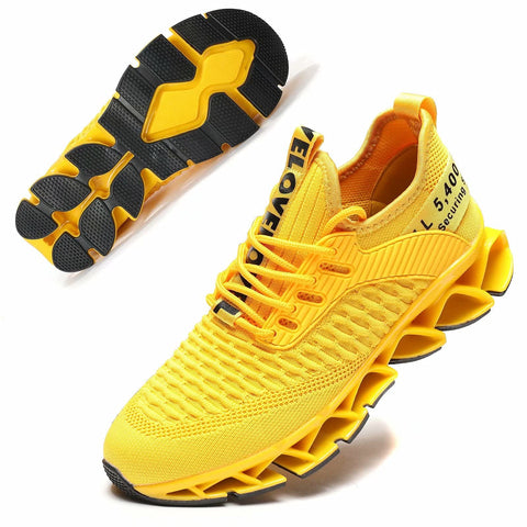 Womens Running Shoes Blade Tennis Walking Fashion Sneakers Breathable Non Slip Gym Sports Work Trainers Yellow Kundork