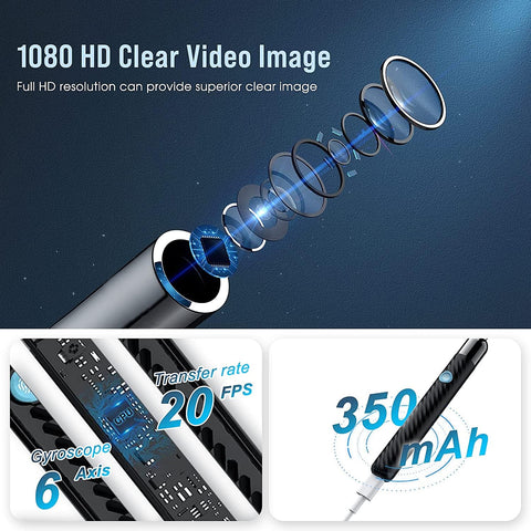 Ear Wax Removal - Earwax Remover Tool with 8 Pcs Ear Set - Ear Canal Cleaner with 1080P Camera - FSA HSA Eligible - Ear Cleaning Kit with 6 Ear Spoon - Ear Camera for iOS & Android (Black) LEIPUT
