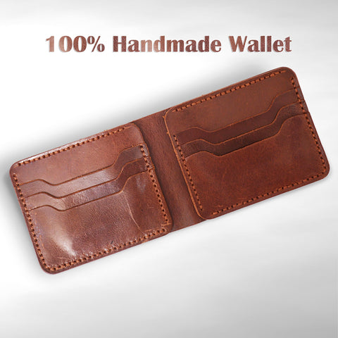 AshDepot Men's Genuine Leather Wallet - Bifold Wallet For Men, Original Leather Men Wallet - RFID Blocking Mens Wallet, 6 Card Holder Slots & 2 Cash Pockets, Brown AshDepot