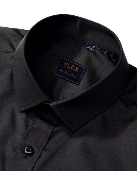 J.VER Men's Dress Shirts Solid Long Sleeve Stretch Wrinkle-Free Formal Shirt Business Casual Button Down Shirts Black Small