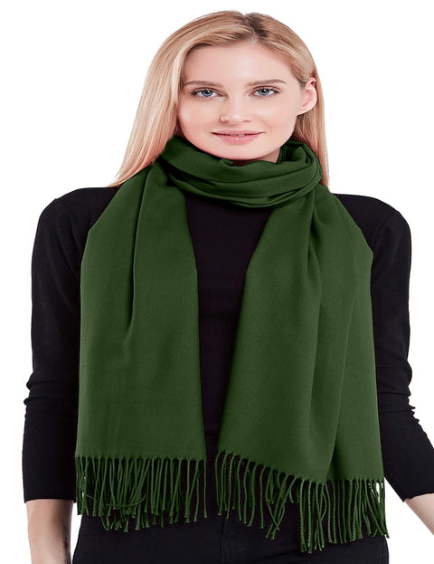 CJ Apparel Olive Green 100% Cashmere Shawl Pashmina Scarf Wrap Stole Head Wrap Hand Made in Nepal New