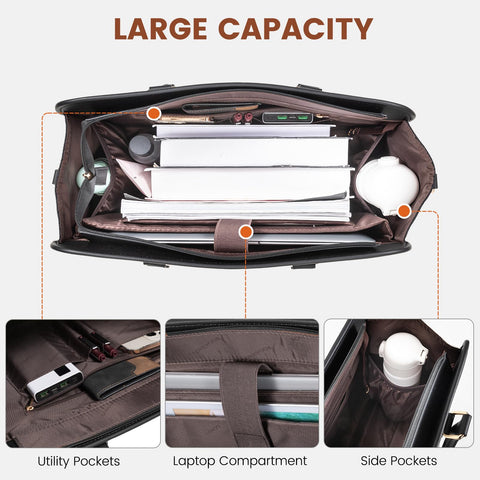 LOVEVOOK Laptop Bag for Women Tote Bag Large Capacity Work Bags Computer Bag Briefcase Lightweight Handbag Canvas Shoulder Bag for Office College Casual 15.6 Inch-black LOVEVOOK