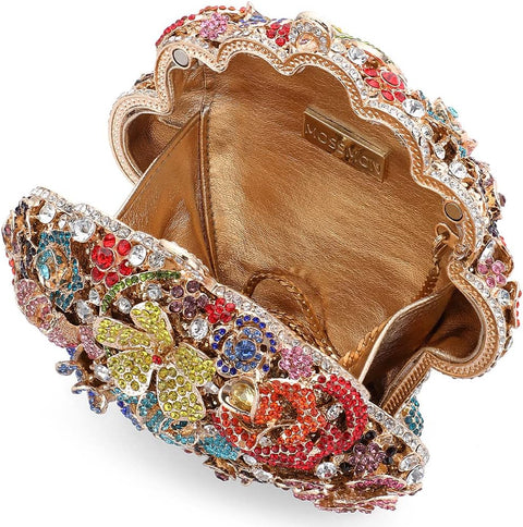MOSSMON Flower Crystal Evening Clutch Bag Elegant Bride Wedding Party Purse for Women MOSSMON