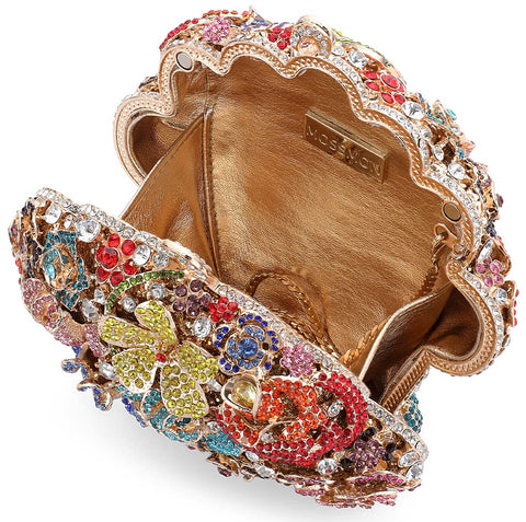 MOSSMON Flower Crystal Evening Clutch Bag Elegant Bride Wedding Party Purse for Women MOSSMON