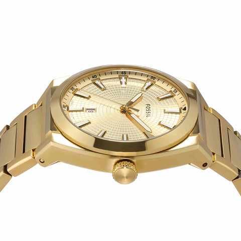 Fossil Men's Everett Quartz Stainless Steel Three-Hand Watch, Color: Gold (Model: FS5965) Fossil