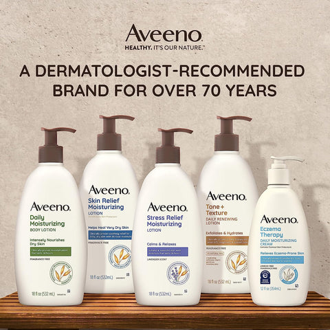 Aveeno Daily Moisturizing Body Lotion, Body Lotion for Dry Skin with Prebiotic Oat, Paraben Free, Fragrance Free, Non-Greasy, Non-Comedogenic Moisturizer, 18 FL OZ Aveeno