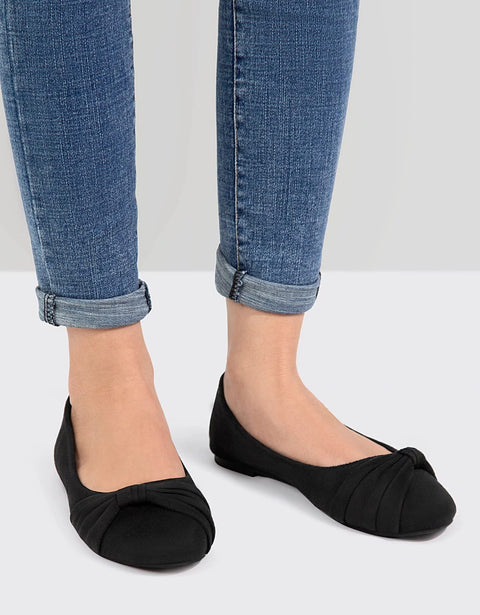 MaxMuxun Women's Black Flats Shoes Faux Suede Round Toe Ballet Dressy Flats Comfortable Slip On Walking Shoes Size 9