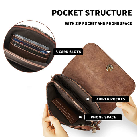 CHOLISS Small Crossbody Bags for Women, Leather Cell Phone Purse, Mini Travel Purse with Adjustable Strap CHOLISS