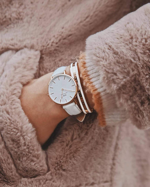 Daniel Wellington Petite Bondi 28mm Women's Watch, Leather Rose Gold Watch for Women Daniel Wellington