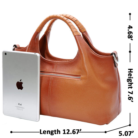 Iswee Women's Purses and Handbags Shoulder Bag Satchel Medium Size Leather Crossbody Bag Tote with Zipper Designer Handbags Hobo (Sorrel) Iswee