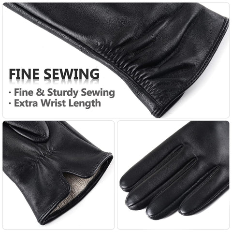 Womens Winter Leather Touchscreen Texting Warm Driving Lambskin Pure Genuine leather Gloves Dsane