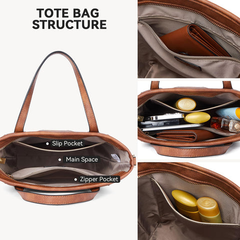 BOSTANTEN Crossbody Tote Bag Small Bucket Bag Vegan Leather Handbag Purses for Women Guitar Strap, Beige and Brown BOSTANTEN