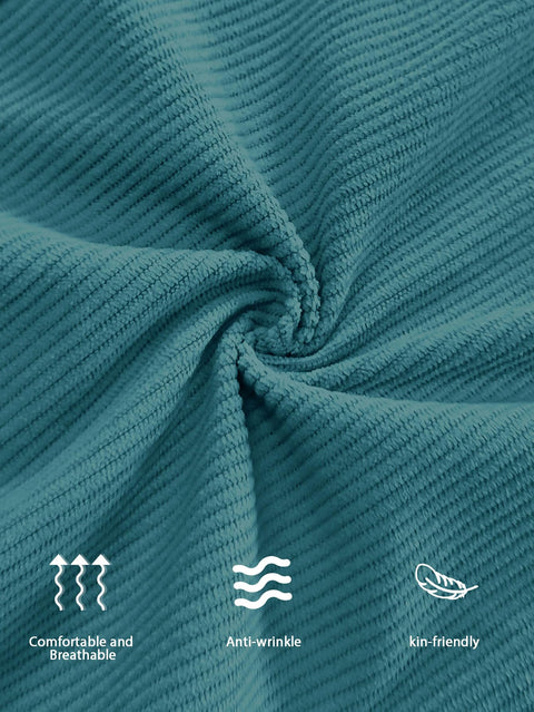 Hidkat Mens Corduroy Casual Pants Fashion Loose Fit Wide Leg Pants Straight Sweatpants Elastic Waist Drawstring Peacock-Blue