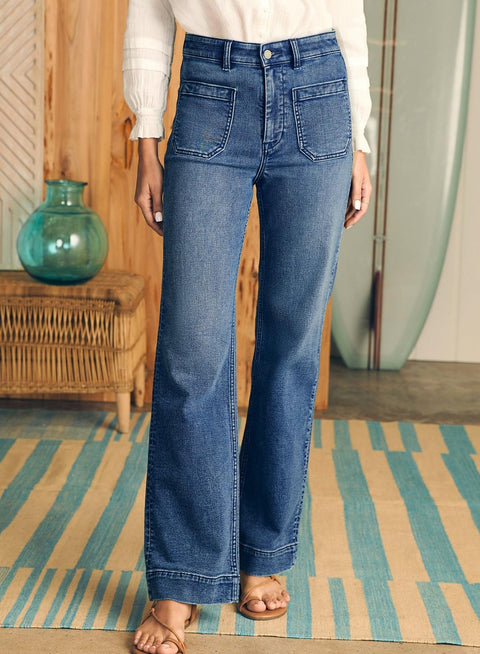Astylish Straight Leg Jeans for Women High Waisted Loose Denim Pants Casual Baggy Jean Trousers with Patch Pockets Size 8 Dusk Blue