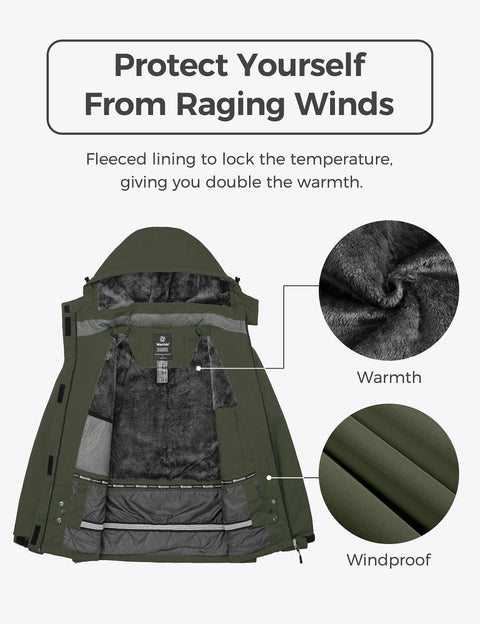 wantdo Women's Ski Jackets Warm Winter Snow Coat Waterproof Snowboarding Jacket Army Green L wantdo