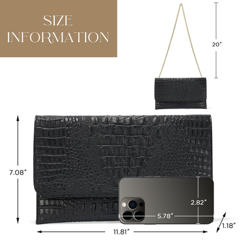 SWEETV Evening Clutch Purses for Women Elegant Wristlet Wallets Crocodile Pattern PU Leather Cross body Purse Formal/Wedding SWEETV