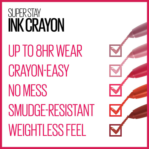 Maybelline Super Stay Ink Crayon Lipstick Makeup, Precision Tip Matte Lip Crayon with Built-in Sharpener, Longwear Up To 8Hrs, Stay Exceptional, Purple Beige, 1 Count MAYBELLINE