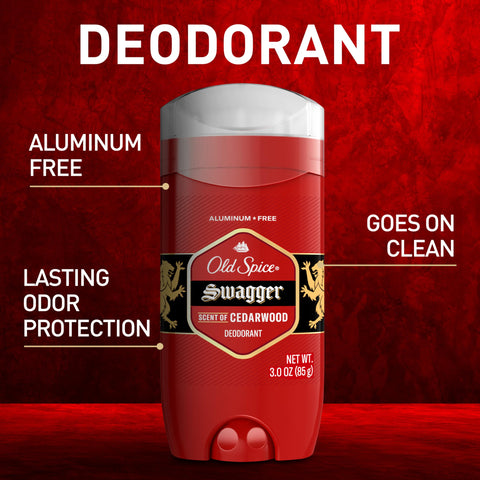 Old Spice Aluminum Free Deodorant for Men, 24/7 Odor Protection, 24/7 Freshness & Lasting Scent, Swagger with Cedarwood Scent, 3.8 oz (Pack of 3)