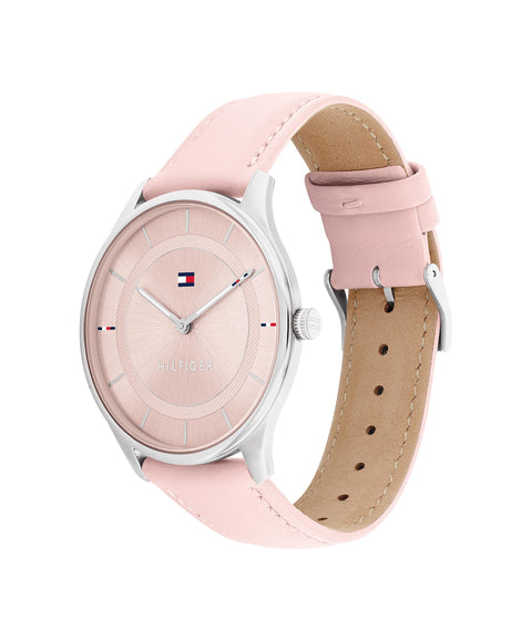 Tommy Hilfiger 1782527 Women's Stainless Steel Case and Calfskin Strap Watch Color: Pink Tommy Hilfiger