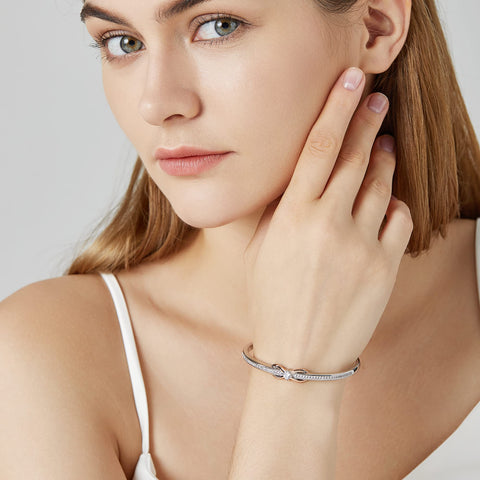 Praelinos Infinity Love Symbol Bracelet for Women 18K White/Rose Gold Plated Bracelet Silver Tone Jewelry 5A Cubic Zirconia Bracelets Mothers Day Valentine's Day Christmas Gifts for Mom Praelinos