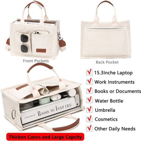 Tote Bag for Women With Compartments and Pockets,Large Canvas Tote Women's Purse Crossbody Bags Work Laptop Book Bag Top Handle Satchels Handbags Shoulder Bag for Travel Nurse Teacher Church Gym Beach