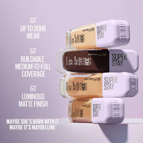 Maybelline Super Stay Lumi-Matte Foundation, Lightweight and Buildable Full Coverage Foundation Makeup For Up To 30HR Wear, 220, 1 Count