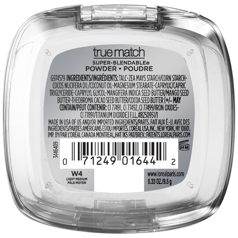 L'Oreal Paris True Match Super Blendable Oil Free Powder Foundation, W4 Light Medium, 0.33 oz, Packaging May Vary
