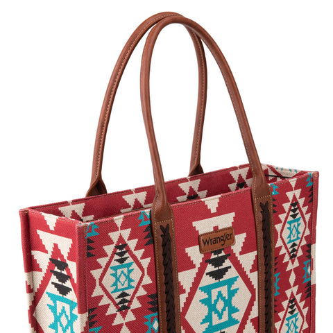 Wrangler Tote Bag for Women Aztec Top Handle Satchel Purse Boho Shoulder Handbags Western Hobo Fall Collection Gift Burgundy Red XY6 WG2203-8119DBDY Wrangler