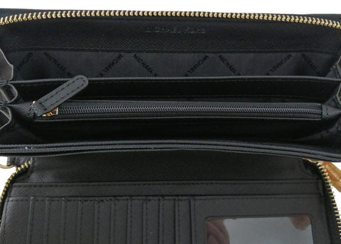 Michael Kors Women's Continental, Black/Gold, Large Sized Purse Wallet Michael Kors