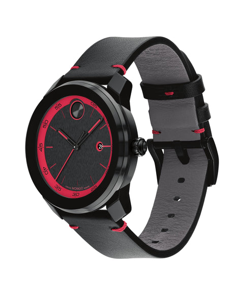 Movado Bold TR90 Ultra Modern Watch for Men and Women - Swiss Quartz 3H Movement, Leather Strap - Water Resistant 3ATM/30 Meters - Sporty Style Wristwatch for Everyone - 42mm Movado
