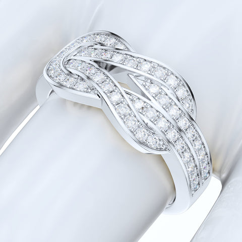 PRSTANI Sterling Silver Tie the Love Knot Full of Simulated Round Brilliant Cut Diamonds Promise Ring Wedding Band (5.5) PRSTANI