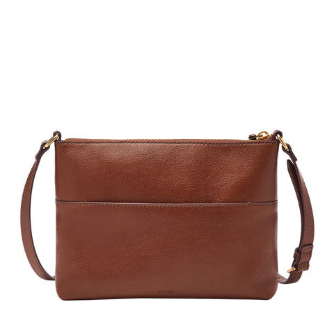 Fossil Women's Fiona Leather Small Crossbody Purse Handbag, Brown (Model: ZB7668200) Fossil