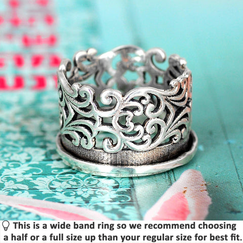 Boho-Magic 925 Sterling Silver Spinner Ring for Women Boho Fidget Filigree Ring Band (7) Boho-Magic